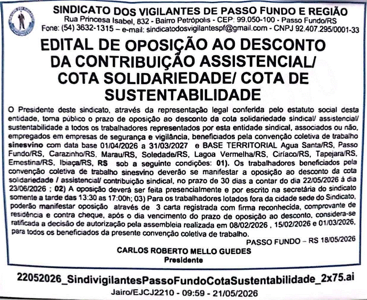 Edital de Oposição